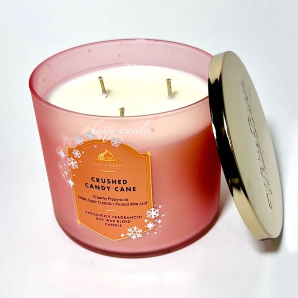 CRUSHED CANDY CANE 3 Wick Candle - Picture 2 of 3